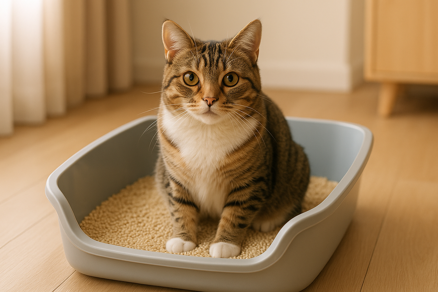 picture of a cat in a litter box